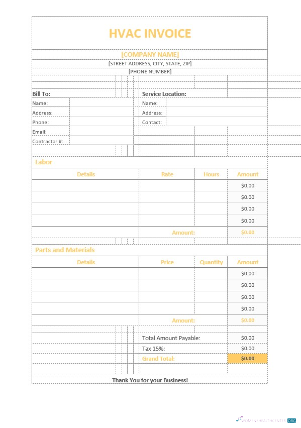 Download HVAC Invoice Template Photoshop template